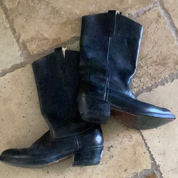 Mason Western Black Leather Cowboy Work Boots Vibram Men’s Size 6.5 D